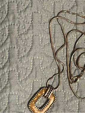 Silver Tone Rectangular Pendant Necklace - Women Jewelry 30”